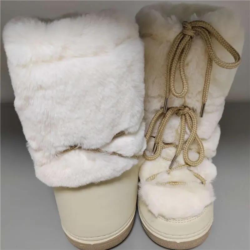Snow-Proof Leather Rabbit Boots | 2024 Mid-Calf Lace-Up Ski Platform Shoes 4 7bbbb_voghion.com