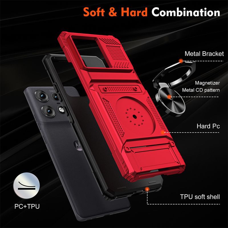 Magnetic Ring Rotated Kickstand Case For Motorola Moto Edge 50 Fusion Ultra Pro Dual Layer Drop Protection Wallet Card_voghion.com
