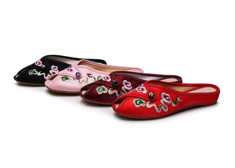 Pantofi din pânză brodați, papuci de vară din material textil exterior, nori de bun augur în stil chinezesc, pantofi pentru femei cu gură de pește_voghion.com