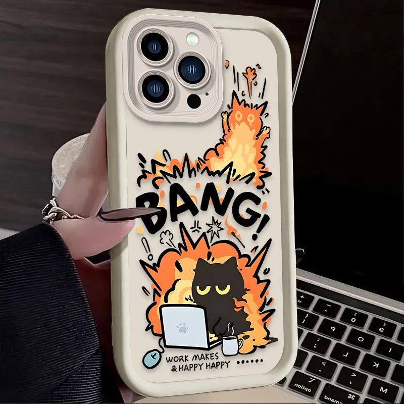 Custodia divertente per cani e gatti con esplosione per iPhone 16 15 14 13 12 11 Pro Max X XS X S Max XR SE 2020 7 8 Plus Custodia in silicone morbido antiurto_voghion.com