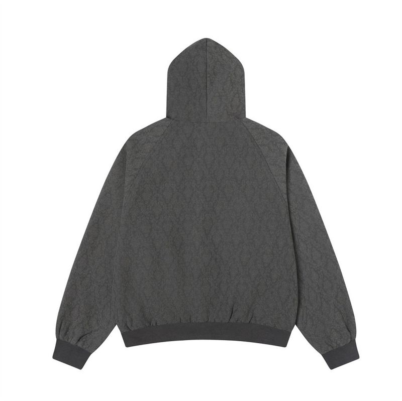 Dark Pattern Diamond Grid Hooded Herren High Street Vielseitige lockere Freizeitjacke mit kurzem Reißverschluss Trendy_voghion.com