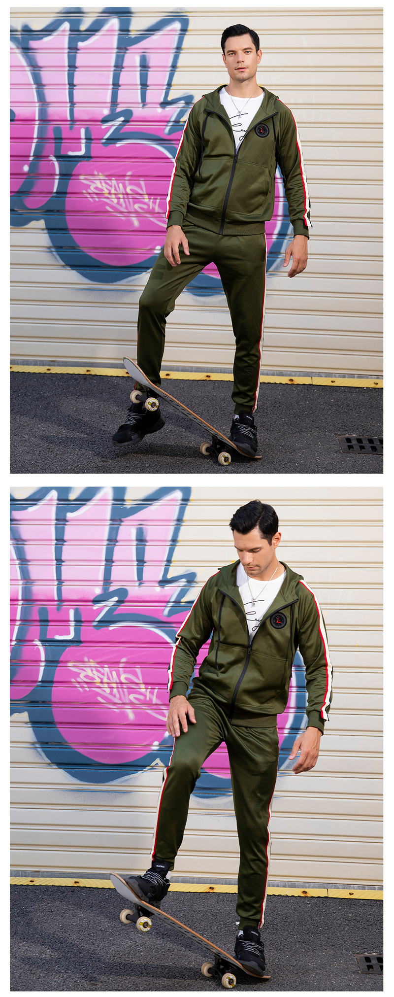 Ropa deportiva y de ocio para hombre, sudadera con capucha, cárdigan de talla grande, conjunto retro de dos piezas para hombre, venta al por mayor_voghion.com