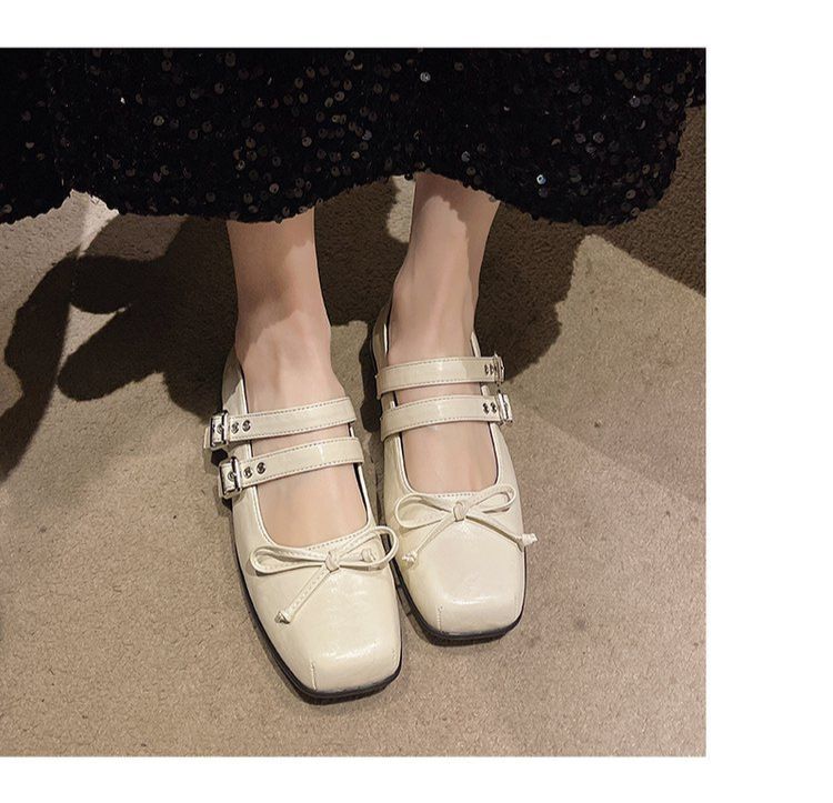 Scarpe da donna con fiocco, delicate e carine, monostrato, con cinturino con fibbia e gonna, stile principessa Mary Jane_voghion.com
