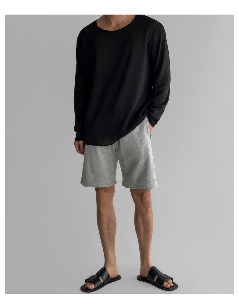 Lightweight Breathable Sunscreen Long Sleeved Knitted T Shirt Men's Summer American Style Casual Loose T Shirt_voghion.com