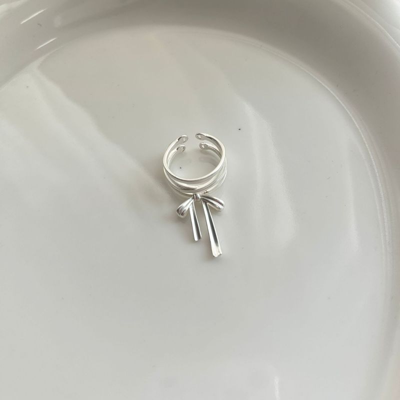 Ballet style bow ribbon open ring female niche design adjustable index finger ring unique internet celebrity ring female_voghion.com