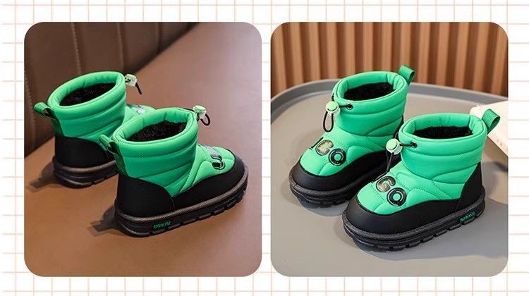 Children's Snow Boots Winter Plus Velvet Thickened Boys Large Cotton Boots Waterproof And Non Slip Boys Northeast Cotton Shoes_voghion.com