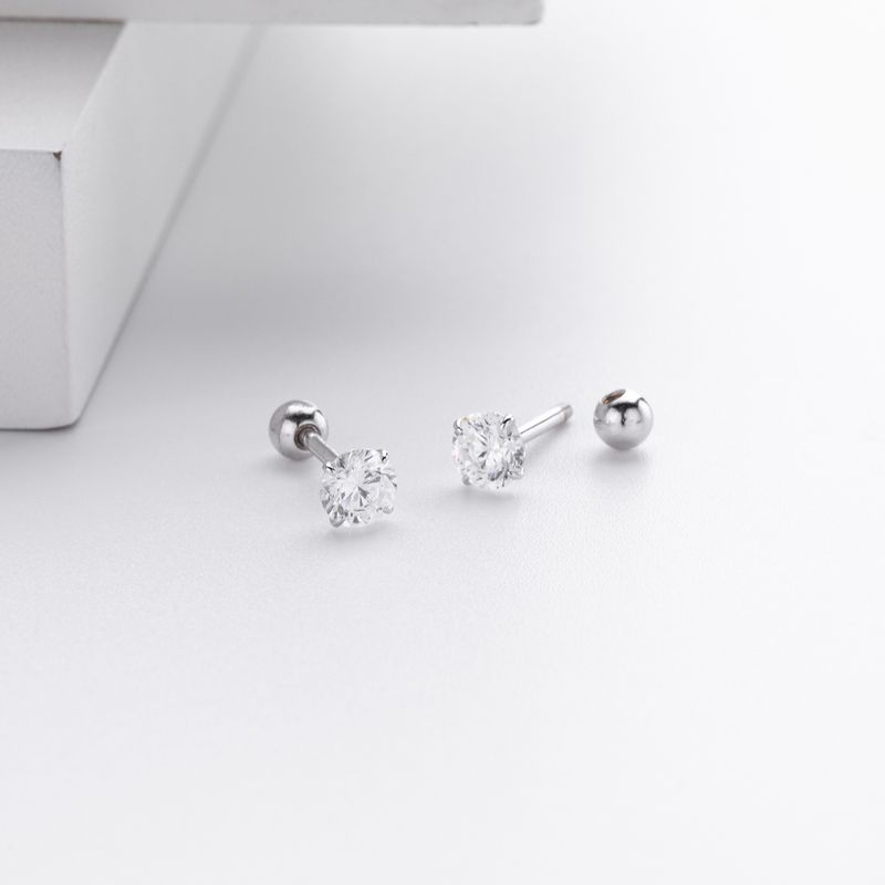 Gioielli da donna in argento sterling S925 con quattro griffe e orecchini a vite con zirconi, gioielli classici versatili, alla moda e semplici da donna_voghion.com