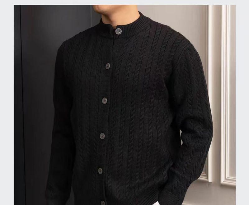 Men's Button Cardigan Jacket 2025 New Loose Casual Autumn Winter Round Neck Knitwear_voghion.com