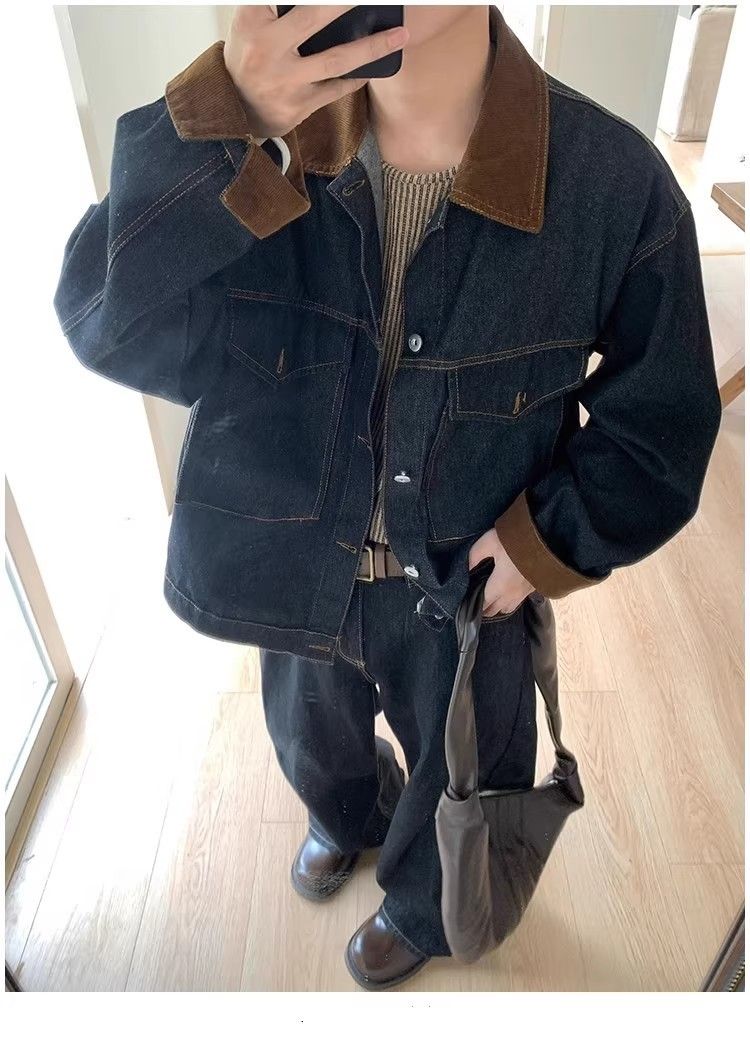 Men's Clothing Vintage Barn Jacket – Oversized Denim Workwear Coat For Men (Black, S-XXL) Hot-selling_voghion.com