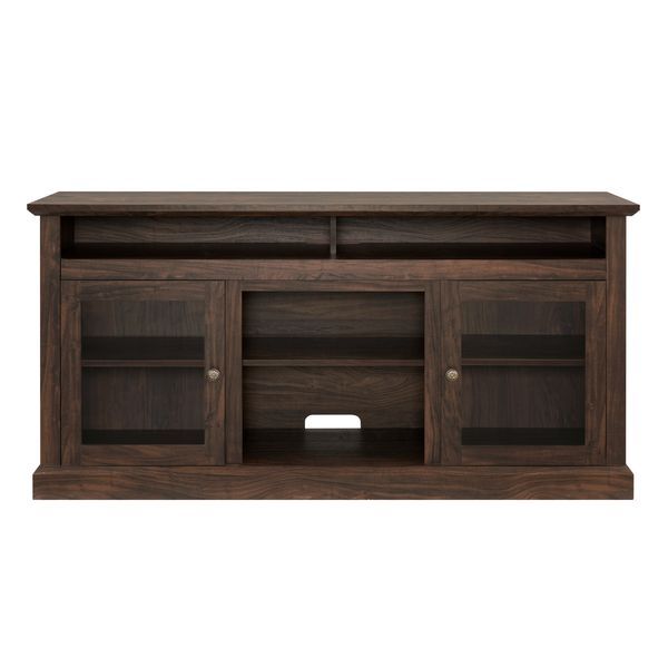 Contemporary TV Media Stand Modern Entertainment Console For TV Up To 65' With Open And Closed Storage Space, Brown, 60'W*15.75'D*29'H_voghion.com