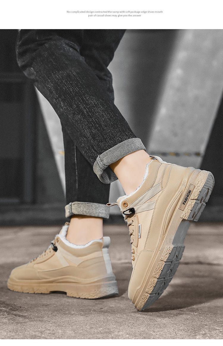 Scarpe invernali da uomo in pile spesso e caldo cotone, stivali Martin da uomo con plateau e stivali da neve per esterni_voghion.com