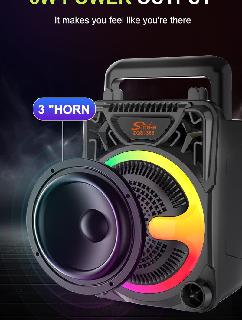 ZQS1366 radošs Bluetooth skaļrunis mazs tērauda lielgabals mazs pārnēsājams karaoke Bluetooth skaļrunis_voghion.com