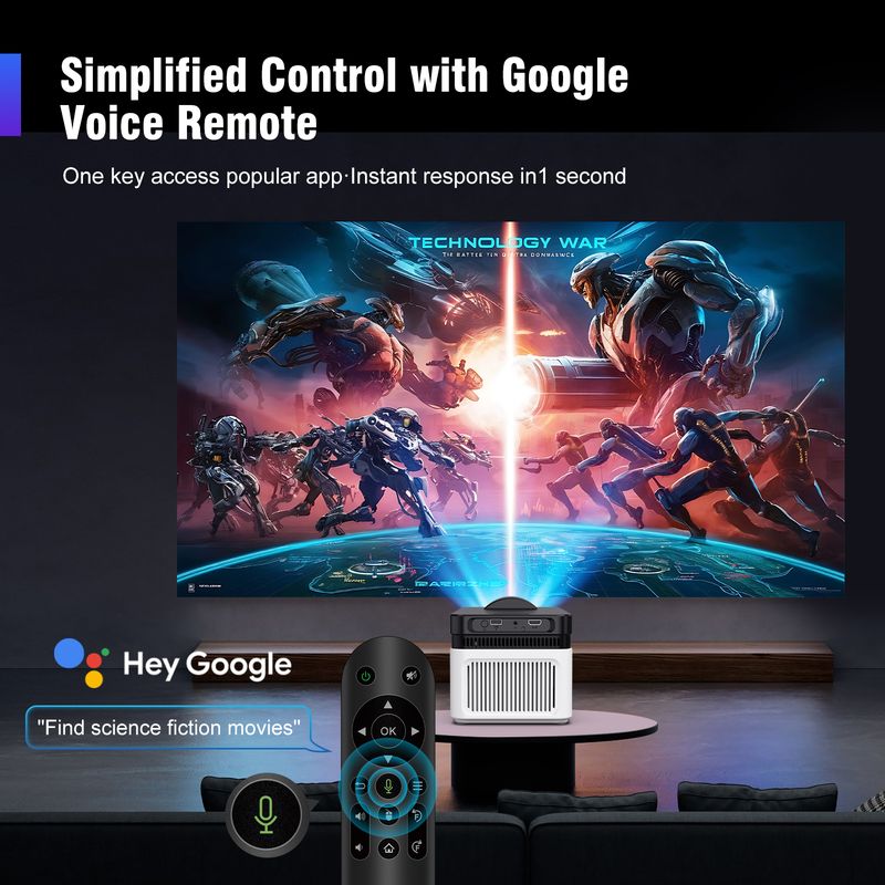 HY450 Projector With Ultra Short Throw Auto Offset 1080P 8K Electronic Focus 900 ANSI Air Mouse Voice Assistant_voghion.com