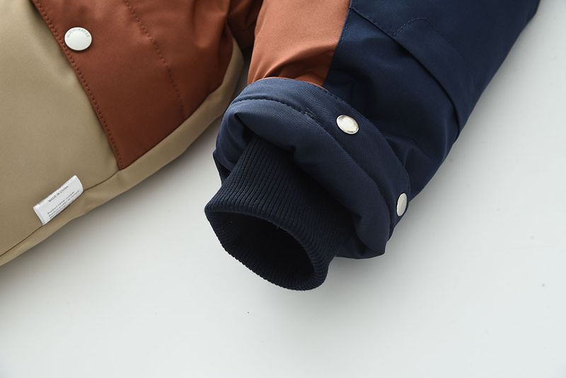 Babyjongenskleding nieuwe elastische taille kinderkleur bijpassende capuchon plus fluwelen verdikte jumpsuit skipak_voghion.com