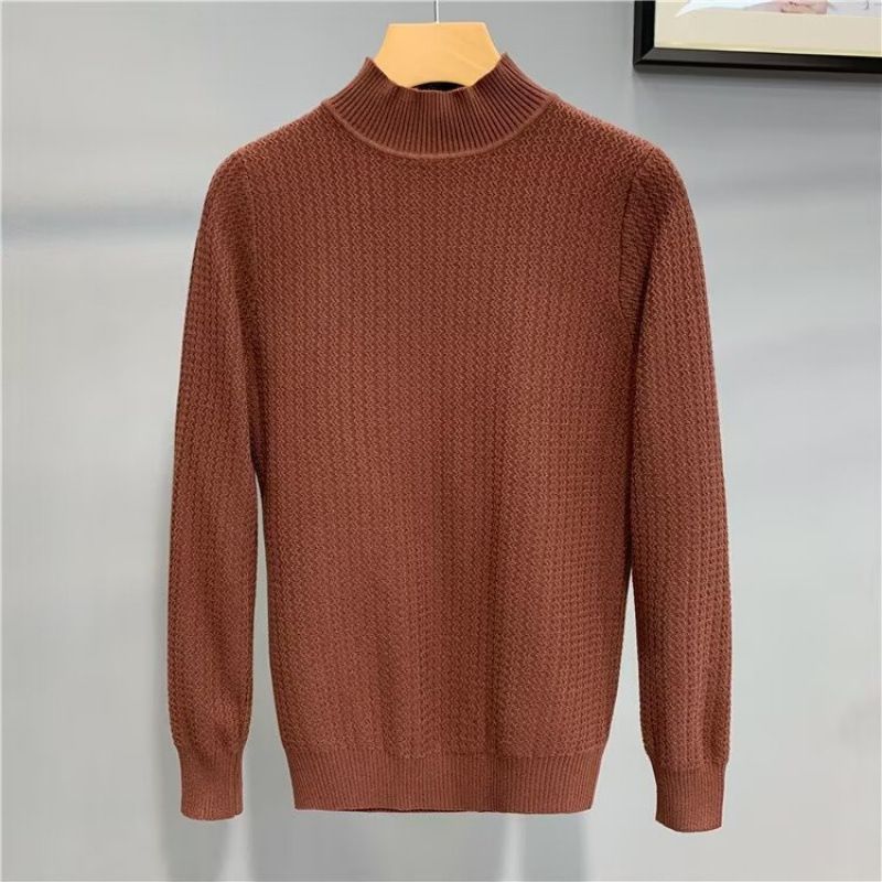 Maglione da uomo alla moda, nuovo, slim fit, a mezza altezza, a maniche lunghe, con base a strisce ondulate alla moda giovanile, e maglione_voghion.com