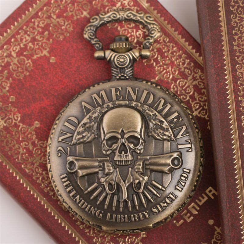 Kuum Müüa individuaalse disainiga topeltpüstoli kummipea vintage klapiga kaelakee suur taskukell_voghion.com