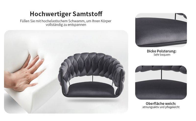 6er Set Samt Esszimmerstühle Mit Klauenbeinen, Grau_voghion.com