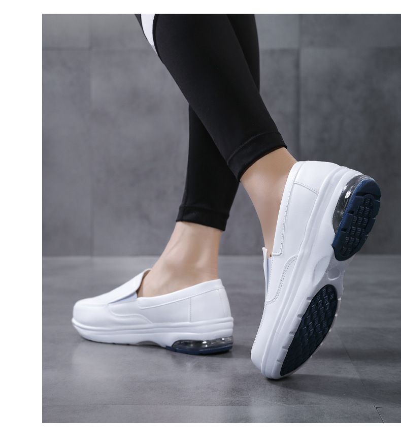 New Solid Color Round Head Low Top Leisure Small White Shoes Nurse Shoes Cushioned Leisure Loafers_voghion.com
