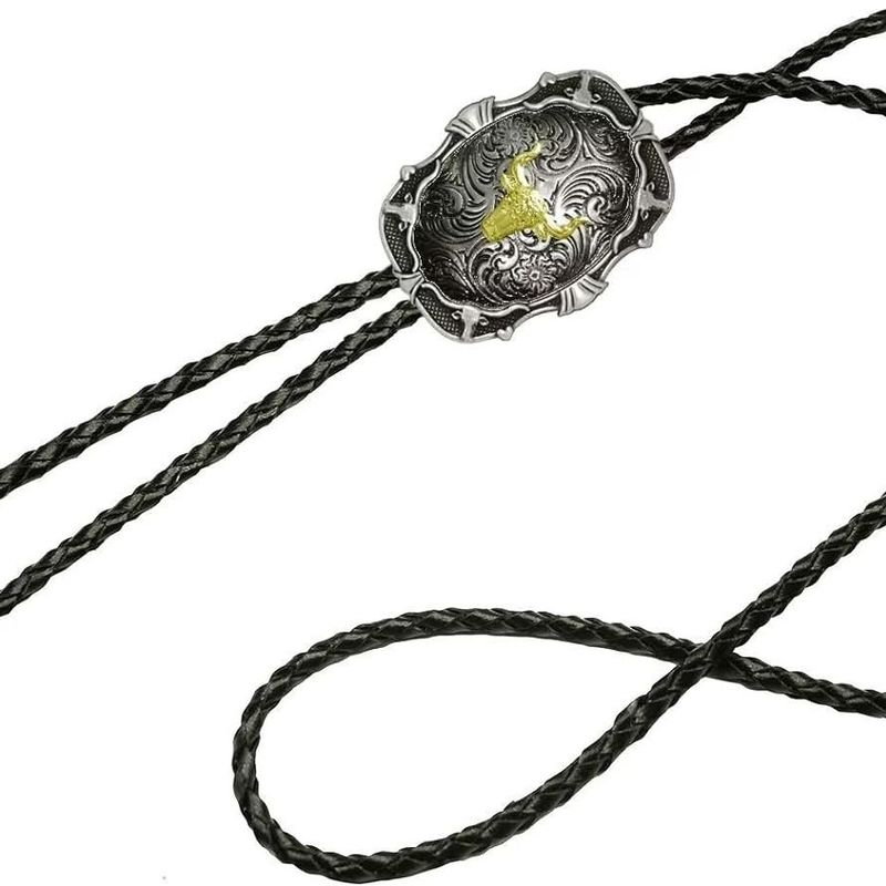 【Changsheng】2021 Nuova cravatta Bolo in tinta unita con stampa animalier galvanizzata_voghion.com