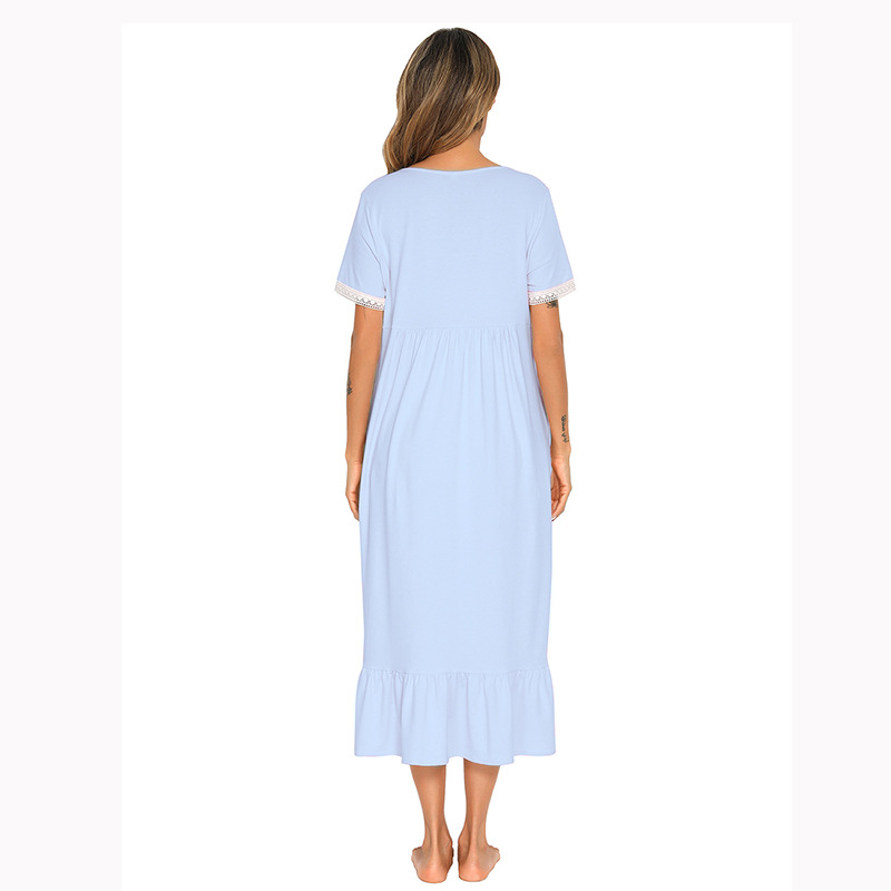 Pigiami da donna Pigiami a maniche corte Abito da principessa Camicia da notte bianca Abito per la casa_voghion.com