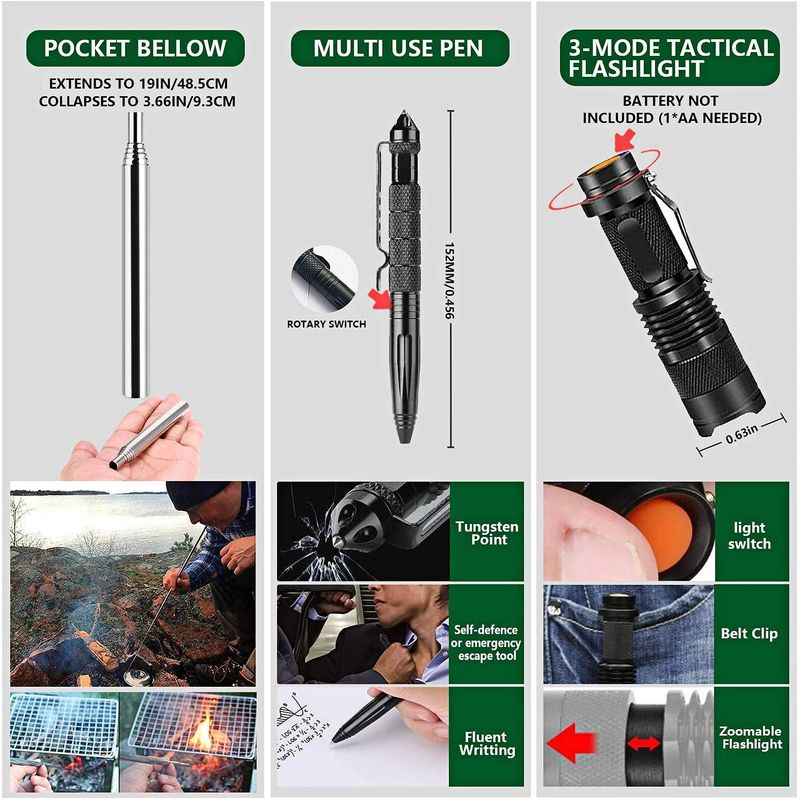 Outdoor-Bergsteigen-Abenteuer Erste-Hilfe-Set, taktisches Survival-Kit, multifunktionales Wildnis-Überlebens-SOS-Zubehör_voghion.com