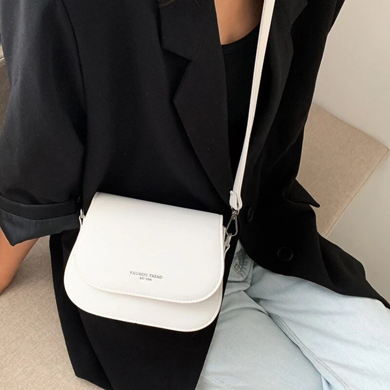 Yogodlns Borsa a tracolla a sella alla moda da donna in pelle PU Borsa a tracolla semplice con patta in tinta unita Borsa a tracolla firmata_voghion.com