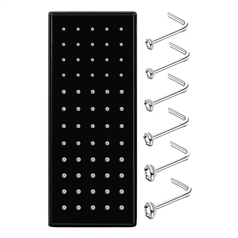 Piercing al naso in acciaio inossidabile con cristallo alla moda per donna, ipoallergenico, anello dritto da 18 mm, a forma di vite, gioiello per il corpo_voghion.com