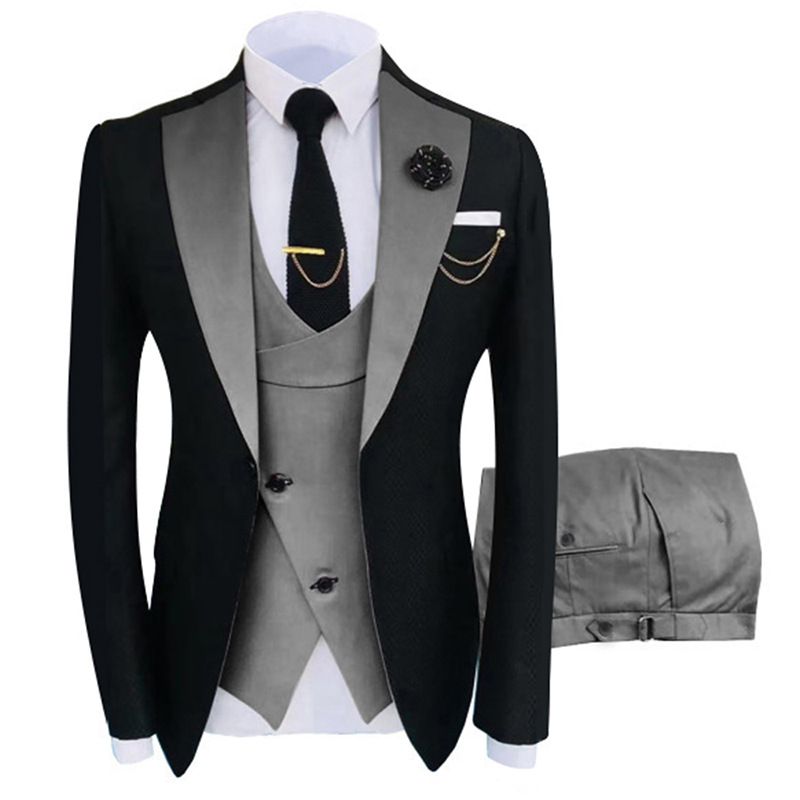 Men's Clothing Men Suits Elephant Lapel Slim Fit Men's Wedding Suit Three Piece Set_voghion.com