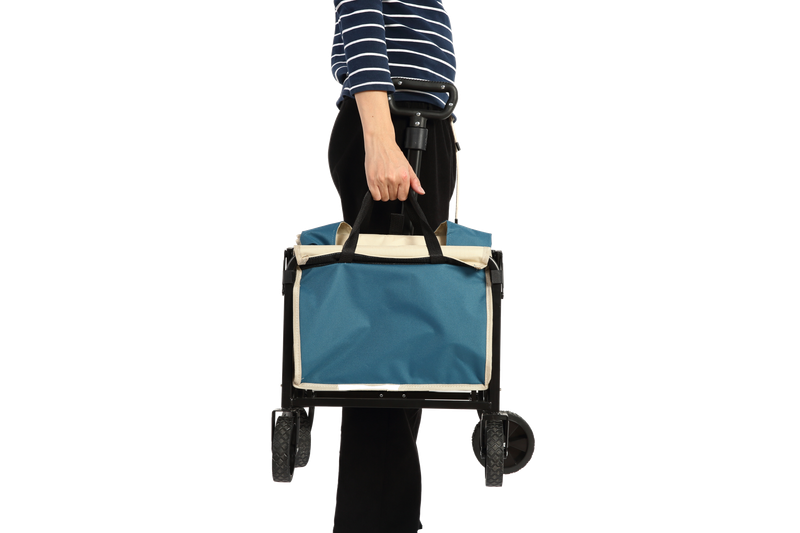 Chariot de plage pliable, léger, portable et robuste, avec roulettes – Grande capacité, pour le camping, l'épicerie, les courses, le sport et le jardin – Bleu_voghion.com