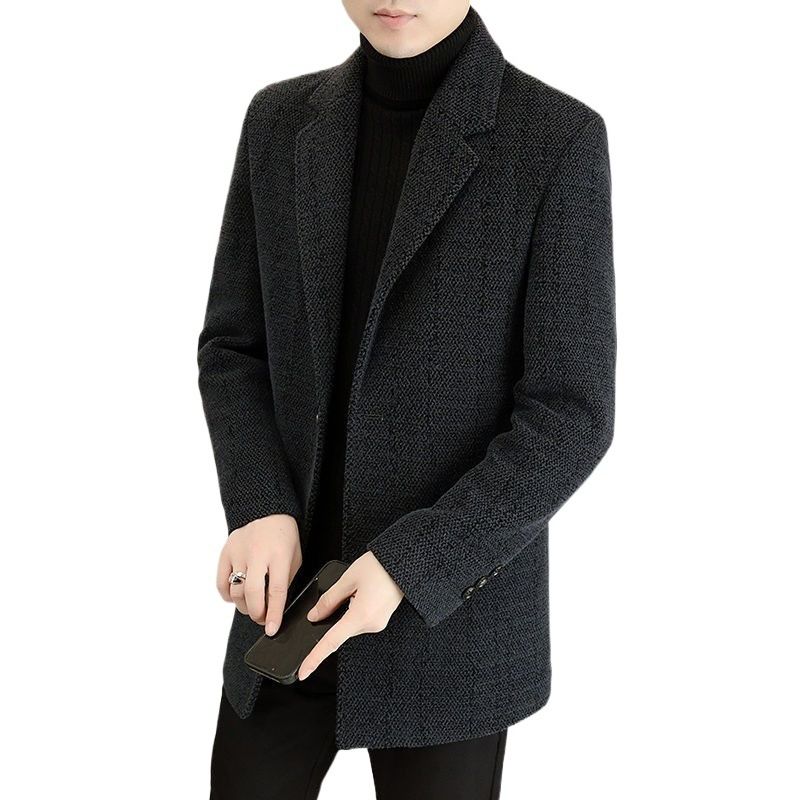 Trench da uomo di mezza età, casual, sottile, spesso, di media lunghezza, in lana, autunno inverno_voghion.com