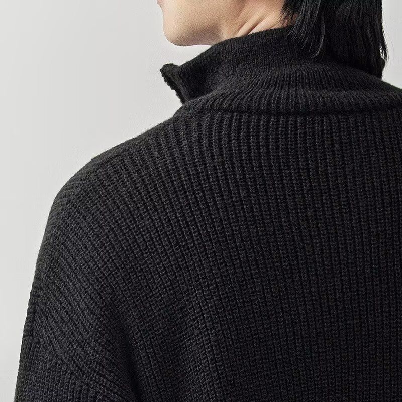 Men's Stand Collar Zip-Up Cardigan – Heavyweight Knit Sweater (Gray/Apricot/Black, M-XXXL)_voghion.com