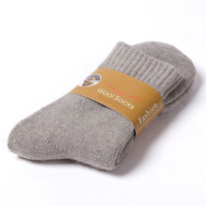 Autumn Winter Men's Solid Color Casual Terry Mid-Calf Thickened Wool Women's Warm Socks_voghion.com