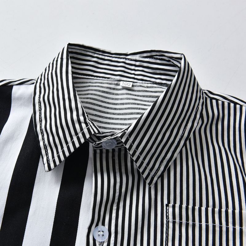 Herbst Und Winter Jungen Langarm-shirt Set Mode Muster Passenden Gestreiften Hemd Mit Hosenträger Hosen Set_voghion.com