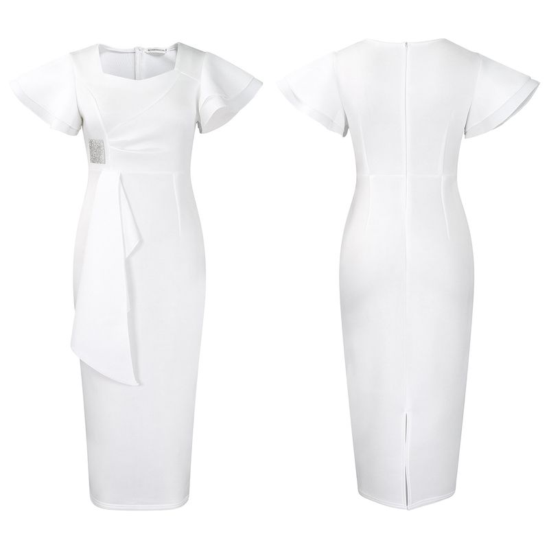 Women's Clothing fashion temperament elegant ruffled solid color hip wrapped _voghion.com