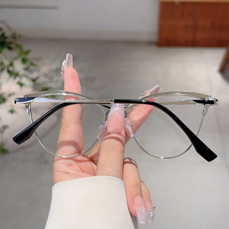 Occhiali da sole Cat Eye con montatura grande e anti-luce blu, tendenza 2024, compatibili con le prescrizioni, di alta qualità._voghion.com