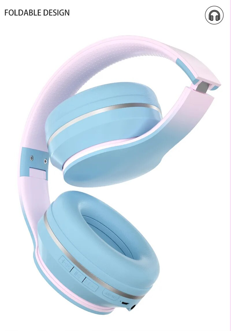 Gradient Color Bluetooth Headsets ireless Headphones Stereo Bass Noise Reduction Foldable Music Helmet Earphone Gift_voghion.com
