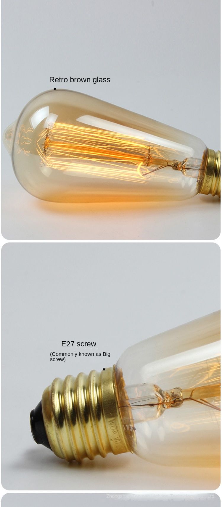 Edisonova volframova žarulja s mogućnošću prigušivanja, LED vintage E27 vijčana retro nostalgična stolna lampa od 40 W, topla žarulja_voghion.com
