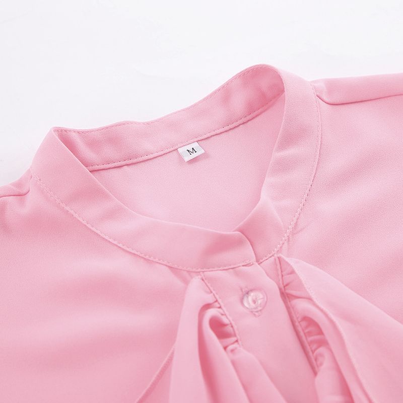 Damenbekleidung Rundhals Glockenärmel Rüschen_voghion.com