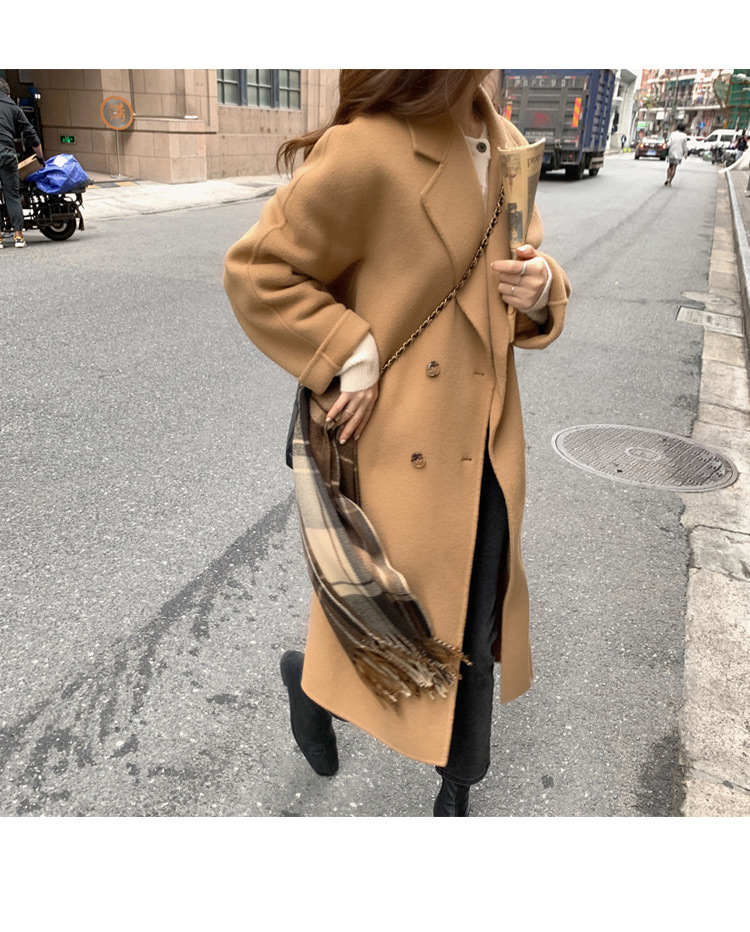 Women's Clothing Woolen coat for women autumn and winter new style loose mid length style temperament high end small size woolen coat for women_voghion.com