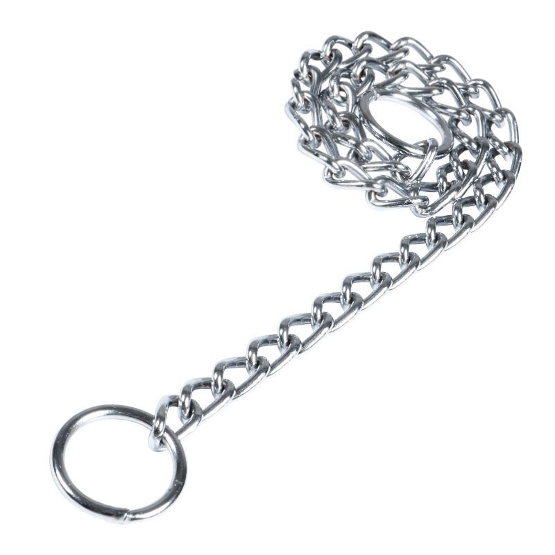Adjustable Metal Double Loop Anti-Bite Dog Leash Necklace Neck Ring P Chain Pet Collar_voghion.com