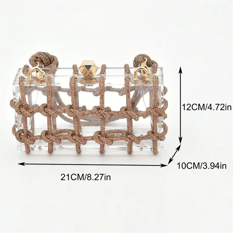 Gewebte, durchsichtige Tragetasche, quadratische Box-Tasche mit 10,5 cm hohem Absatz und Abendessen-Abdeckung mit hohen Absätzen_voghion.com