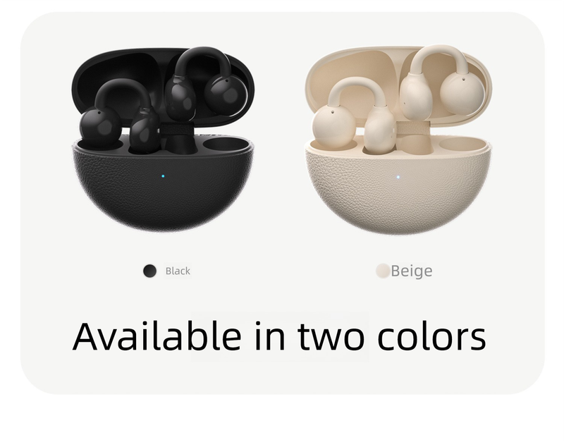 Écouteurs intra-auriculaires Bluetooth sans fil à clip pour jeux, texture cuir classique, réduction de bruit active, longue autonomie._voghion.com