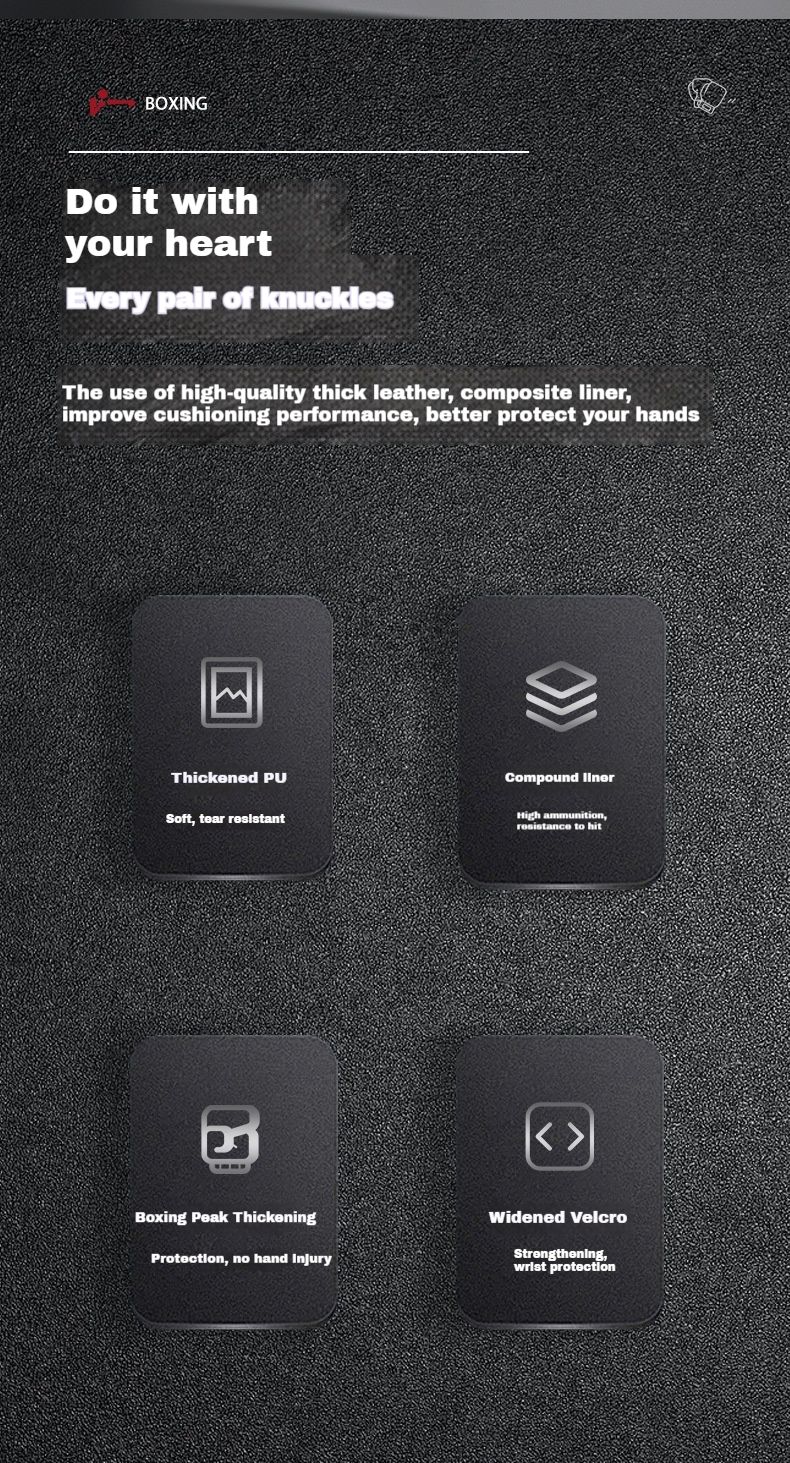 Boxhandschuhe für Erwachsene, Wettkampf-Boxhandschuhe, Trainings-Sandsack-Boxhandschuhe, Kampfsport-Fitness-Sanda-Handschuhe
Trainings-Boxhandschuhe_voghion.com