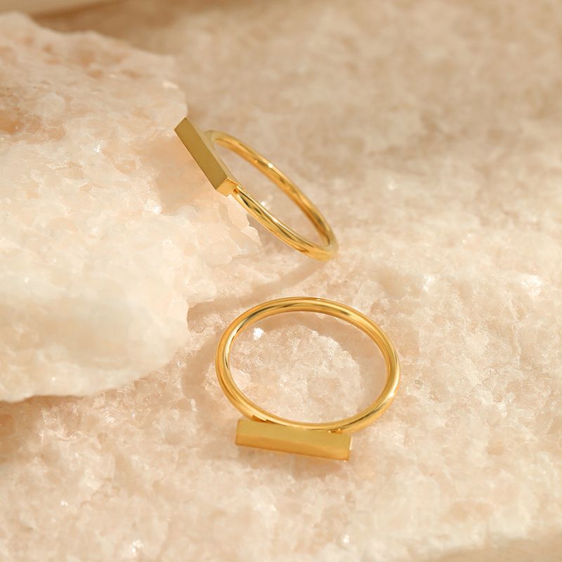 Trendy Geometric Plain Stainless For Women, Niche Design, Versatile Cuboid Titanium Steel Ring_voghion.com