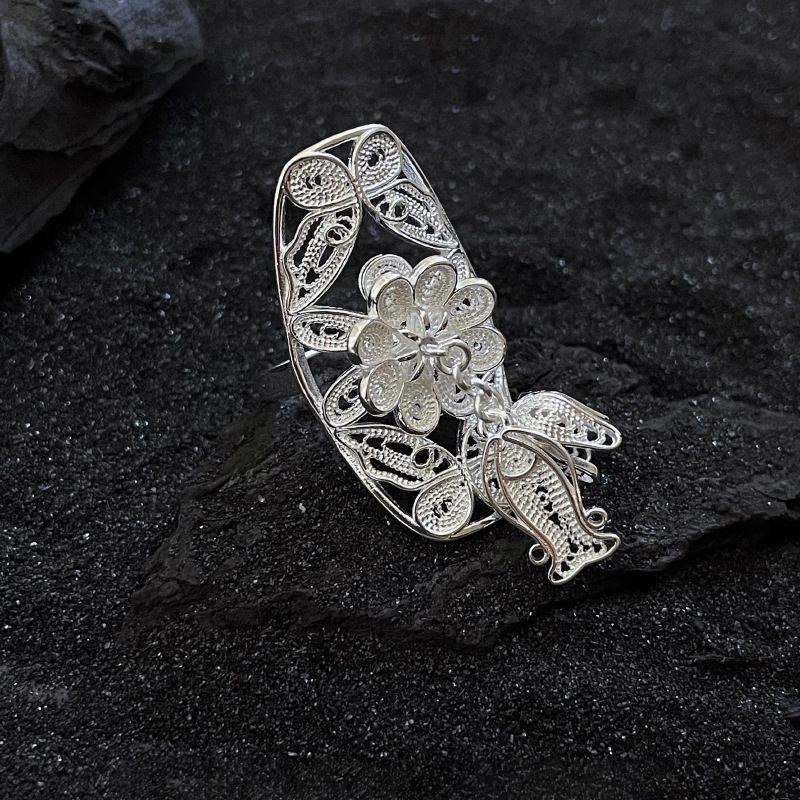 Vendite calde Catena con anello con nappa retrò da donna, abito da sera in acciaio inossidabile_voghion.com