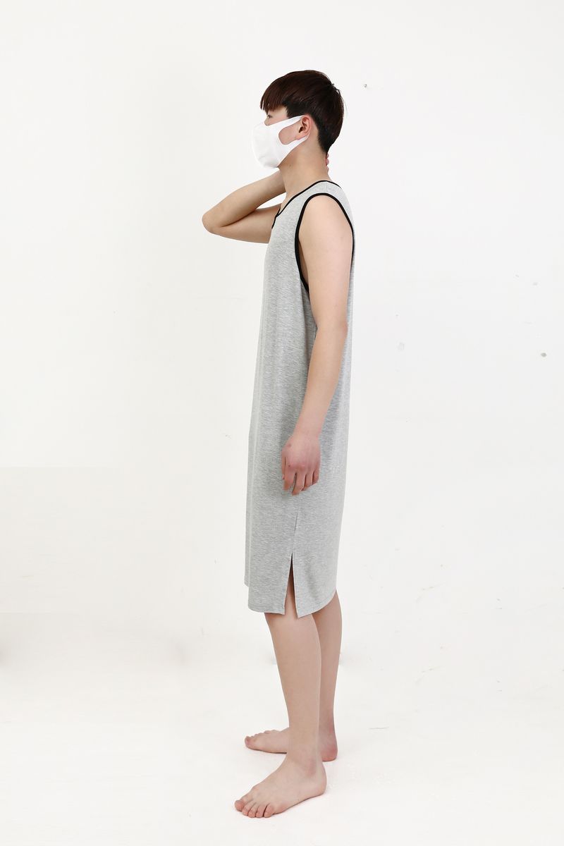 Modal Pyjamas Herren Lange Weste Lässig Lose Integrierte Große Größe Loungewear Bademantel Kleid-XL_voghion.com