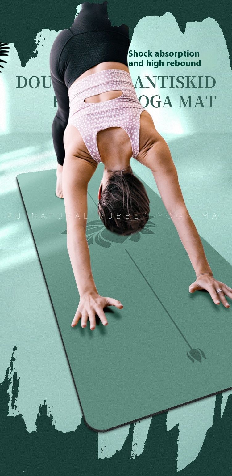 Naturgummi PU yoga anti-skrid og svedabsorberende fitnessmåtte, udvidet træningscenter, lotus holdning linje stil_voghion.com