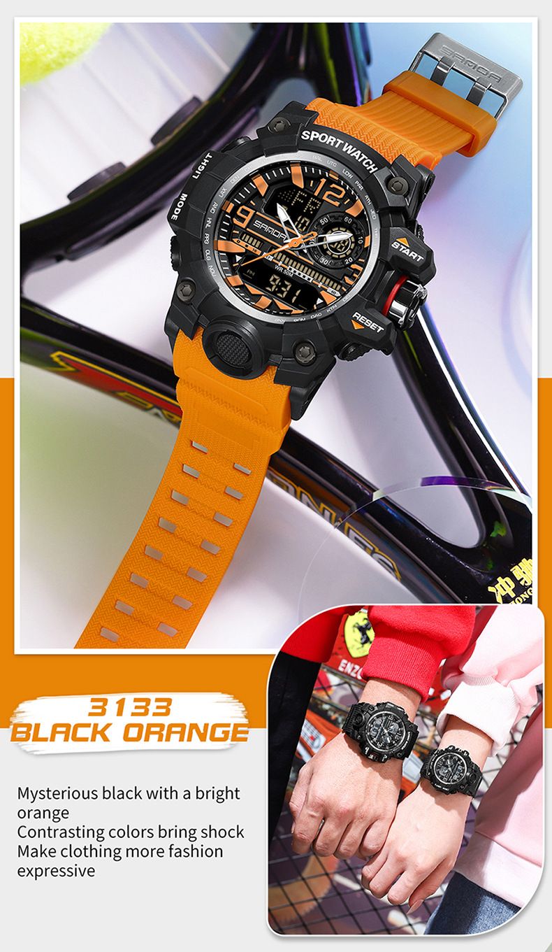 Stylish Unisex Digital Sports Watch With Dual Time, Alarm, Waterproof & LED Backlight - Perfect For Daily Wear, Workouts & Outdoor Adventures_voghion.com