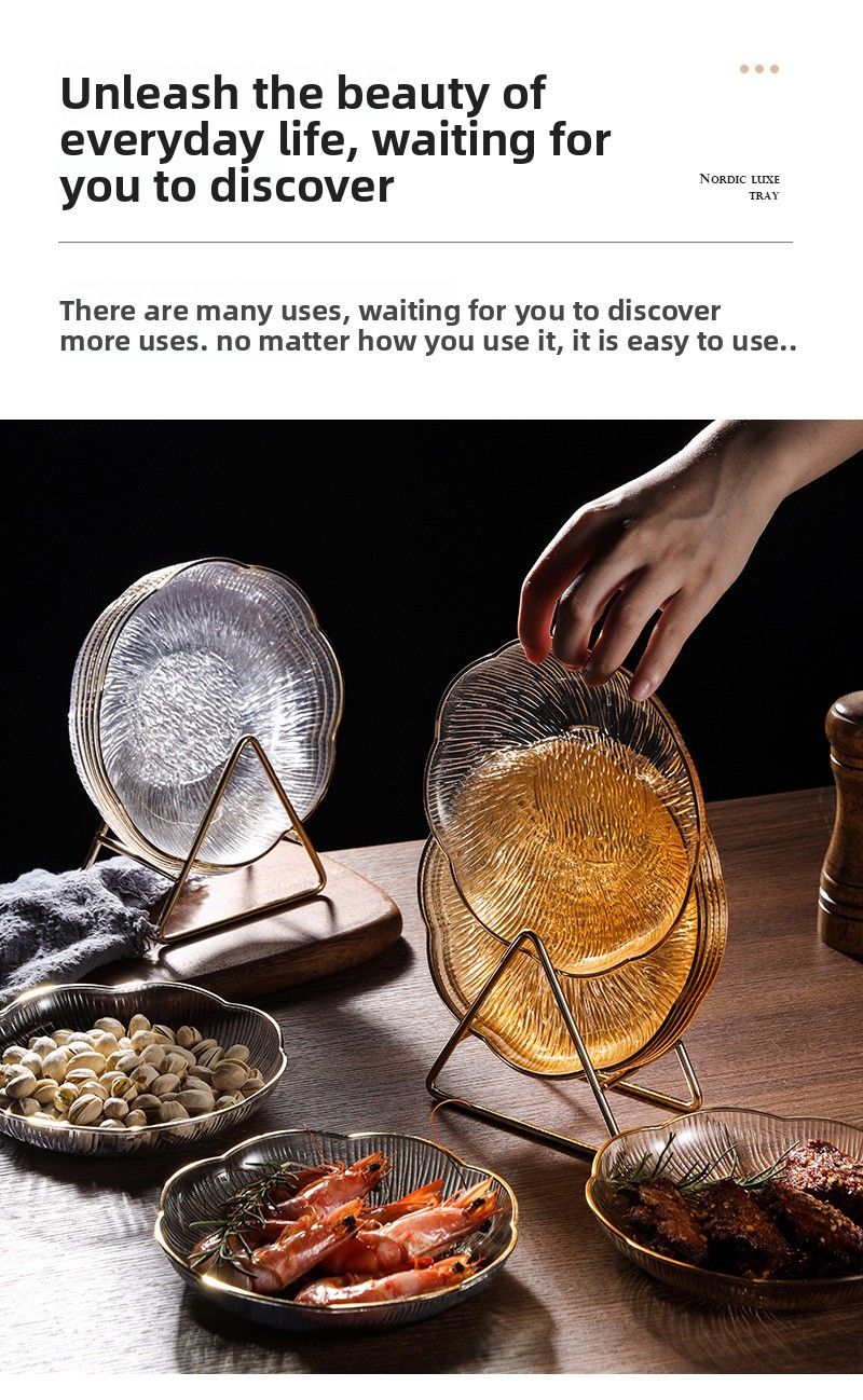 Pour le salon, la table basse, la présentation de collations, l'assiette à bonbons, le bol de style nouveau, le pétale transparent haut de gamme de luxe léger_voghion.com