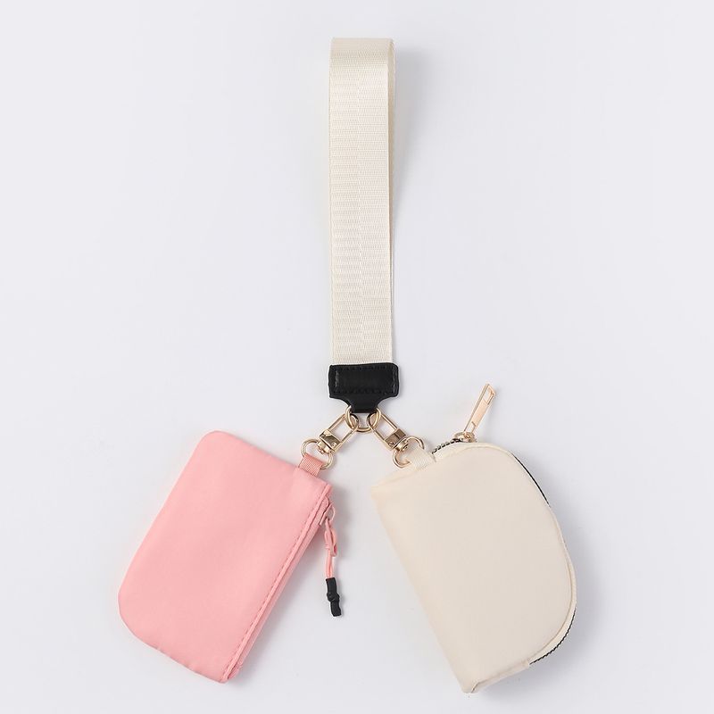 LULU Style Wrist Portable Mini Fashion Color Block Coin Purse Nylon Waterproof Storage Key Bag_voghion.com